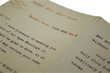 1899 Bushey Hall Golf Club Open Meetings to Entrants Letter - June 2nd