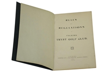 1904 Falkirk Tryst Golf Club Rules & Regulations Booklet