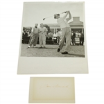 Sam Snead Signed Vintage Card w/ 1954 Greenbrier Wire Photo - Harmon & Demaret JSA ALOA