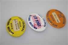 1955 (x2) & 1957 Colonial Invitational Tournament Badges - Club Member, Member, & Press/Radio