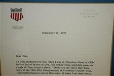 Deane Beman's Letter Gifting Tony Lema's 1966 PGA Championship Shoes to The Hall of Fame