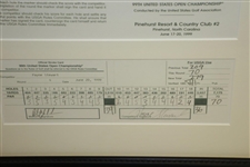 1999 US Open Payne Stewart Replica Final Rd Scorecard Presentation-Marked by Mickelson
