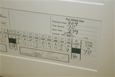 1999 US Open Payne Stewart Replica Final Rd Scorecard Presentation-Marked by Mickelson