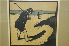 Golfer in Sandtrap Print Circa Early 1900's