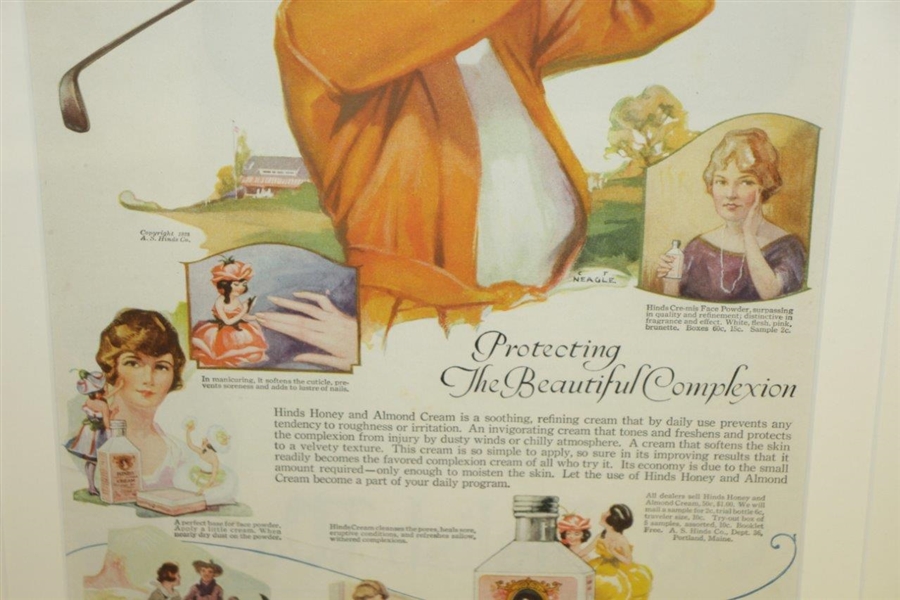 Hinds Cream Advertisement featuring Lady Golfers Framed Presentation