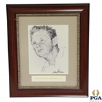 Charcoal On Paper Portrait of 1953 PGA Champion Walter Burkemo by Landsman