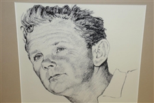Charcoal On Paper Portrait of 1953 PGA Champion Walter Burkemo by Landsman