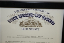 The State of Ohio Senate Proclamation Honoring William Powell's Induction into PGA Hall of Fame