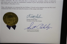 The State of Ohio Senate Proclamation Honoring William Powell's Induction into PGA Hall of Fame