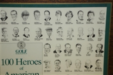 100 Heroes of American Golf Framed Lithograph Plaque