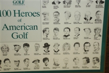 100 Heroes of American Golf Framed Lithograph Plaque