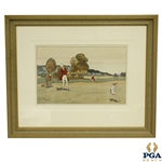 Two Golfers & Caddies w/ Dog Print by Harry Eliott