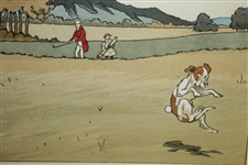 Two Golfers & Caddies w/ Dog Print by Harry Eliott