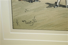 Two Golfers & Caddies w/ Dog Print by Harry Eliott