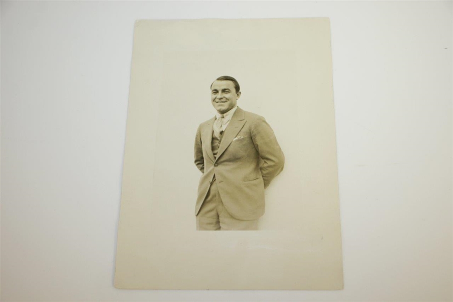 Gene Sarazen Signed 3x5 Card with Original 1929 Wire Photo JSA ALOA