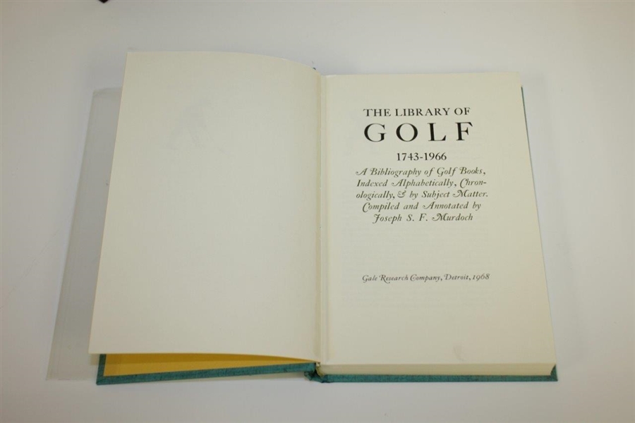 1968 'The Library of Golf 1743-1966' Book by Joe Murdoch in Slipcase & Dustcover with Card