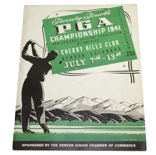 1941 PGA Championship at Cherry Hills CC Program - Vic Ghezzi Winner