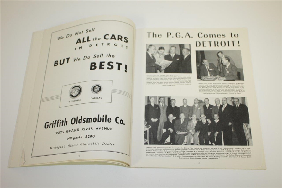1947 PGA Championship at Plum Hollow GC Program - Jim Ferrier Winner