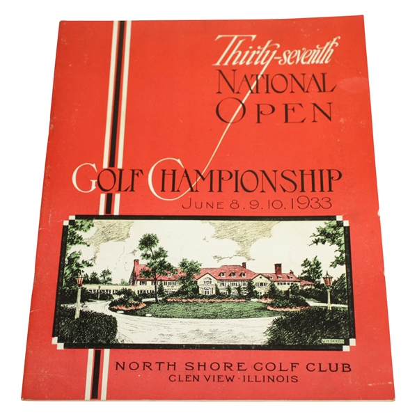 1933 US Open Championship at North Shore GC Program - Johnny Goodman Winner