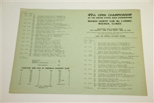 1949 US Open Championship at Medinah CC Program & Pairing Sheet - Cary Middlecoff Winner
