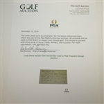 Craig Wood Signed 1935 Handwritten Card to PGA President George Jacobus JSA ALOA