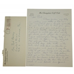 Jimmy Demaret 1962 Handwritten Letter on Champions GC Letterhead to Rod Munday JSA ALOA