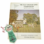 1961 Canadian Open Championship at Niakwa CC Program & Series Ticket - Rod Munday Collection