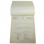 Bobby Jones Signed Handwritten 1933 Ryder Cup Team Members Endorsement Form FULL JSA #BB52086