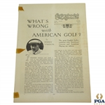 Harry Vardon 1914 Everybody's Magazine Article 'What's Wrong with American Golf?'