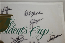 Complete Team Signed 1998 The President's Cup at Royal Melbourne Course Flag JSA ALOA