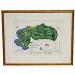 1968 James P. Izatt Signed Cypress Point Golf Club Topographical Map - Framed