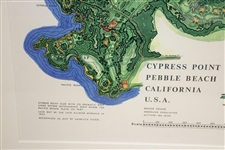 1968 James P. Izatt Signed Cypress Point Golf Club Topographical Map - Framed