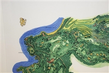 1968 James P. Izatt Signed Cypress Point Golf Club Topographical Map - Framed