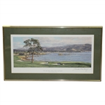 18th at Pebble Beach Golf Links Print Signed by Artist Linda Hartaugh JSA ALOA