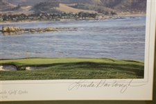 18th at Pebble Beach Golf Links Print Signed by Artist Linda Hartaugh JSA ALOA