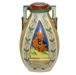 Vintage Hand Painted Japanese Golfer Slip Ware Vase