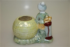 Porcelain Lady Golfer with Mesh Golf Ball Pin Cushion