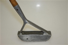 Otto Hackbarth 1915 Forked Hosel Hickory Putter PAT. 687589 with Brass Sole Insert