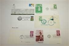 Twelve Golf Cachets - Bobby Jones, Oakmont, Babe Zaharias, & others