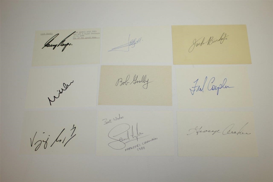 Nelson, Sarazen, Player, & Ten others Signed 3x5 Cards/Album Page JSA ALOA