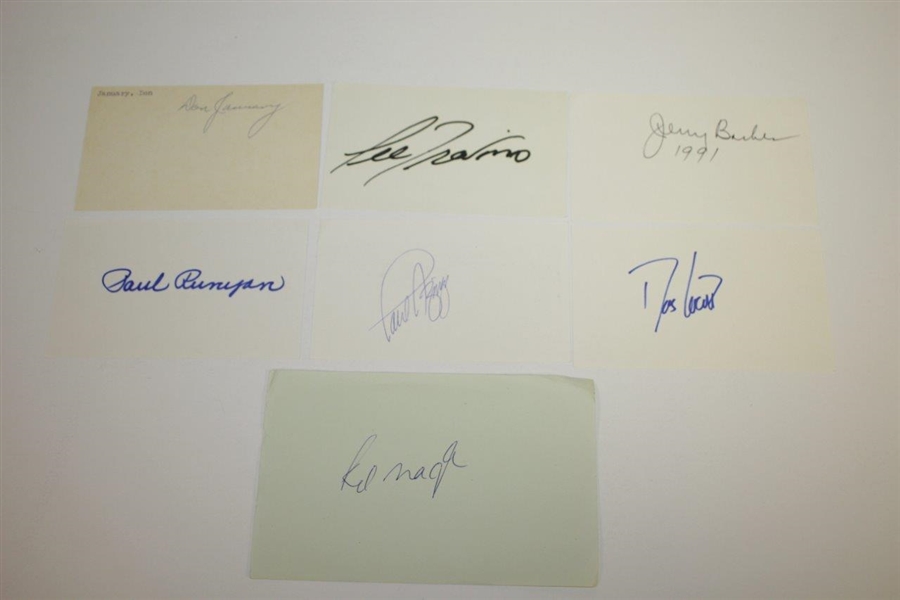 Boros, Runyan, Nagle, Littler, & Twelve others Signed 3x5 Cards JSA ALOA