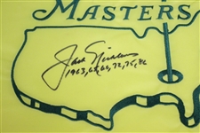 Jack Nicklaus Signed Undated Masters Flag with All Six Wins Notation JSA ALOA