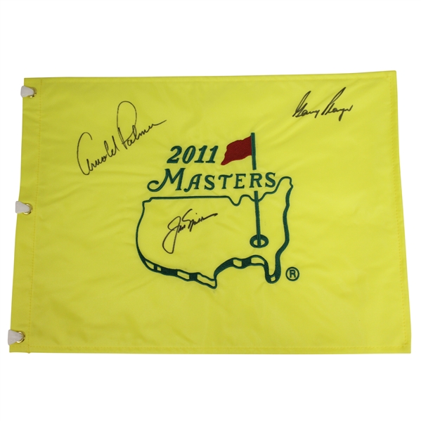 Arnold Palmer, Jack Nicklaus, & Gary Player 'Big Three' Signed 2011 Masters Flag JSA ALOA