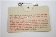 Gary Player Signed 1974 Masters Tournament Series Badge #24888 JSA ALOA