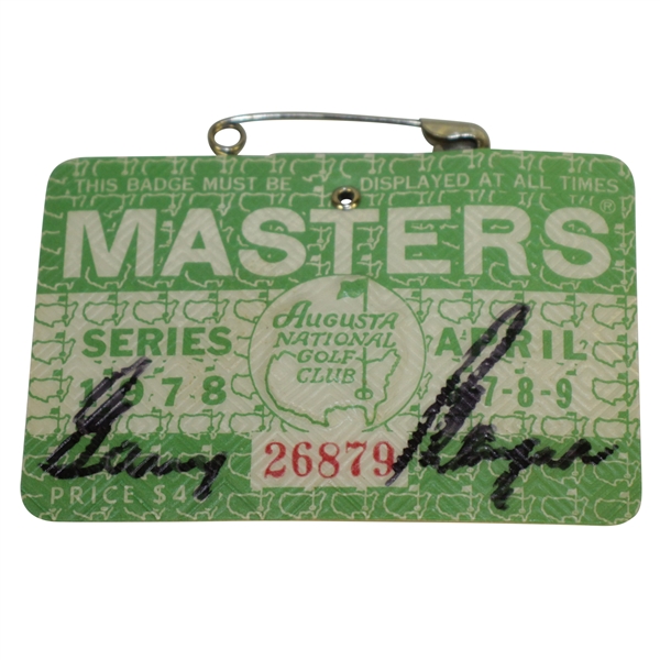 Gary Player Signed 1978 Masters Tournament Series Badge #26879 JSA ALOA