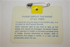 Larry Mize Signed 1987 Masters Tournament Series Badge #X17962 JSA ALOA