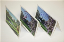 Fuzzy Zoeller, Larry Mize, & Tommy Aaron Signed Augusta National Greeting Cards JSA ALAO