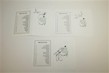 Fred Couples, Adam Scott, & Zach Johnson Signed Augusta National Golf Club Scorecards JSA ALOA