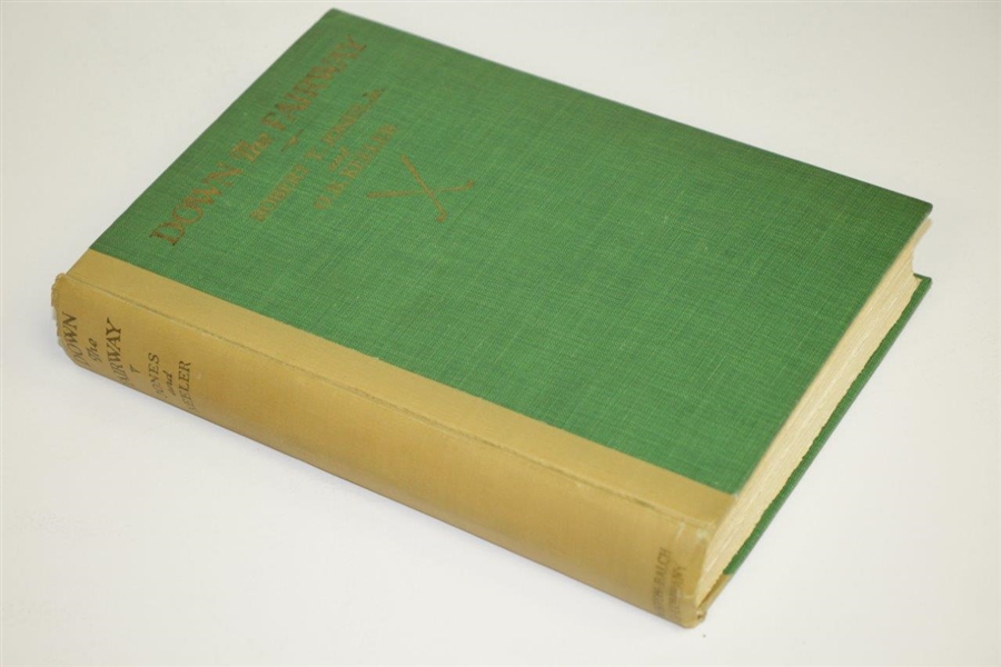 Bobby Jones Signed Cut 1927 1st Edition 'Down the Fairway' with Book Mark & Stamps JSA ALOA