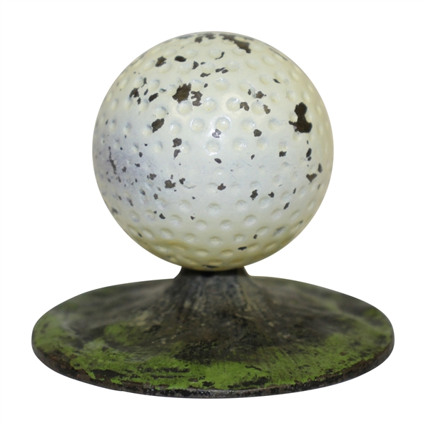 Antique Cast Iron Golf Ball On Tee Paperweight with Original Paint